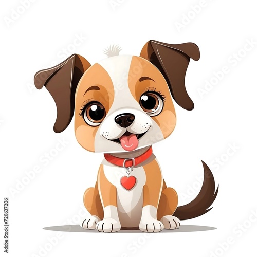 Cute Cartoon dog  Vector illustration dog on a white background.