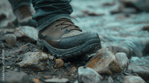 Hiking boots on the rocks