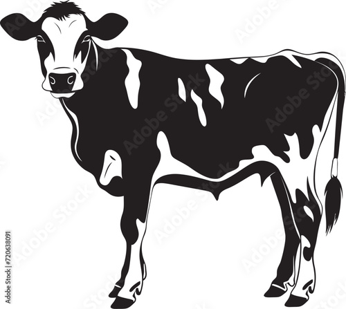 Dairy Delight Charming Cow Vector Icon for Branding Countryside Serenity Full Body Cow Vector Emblem