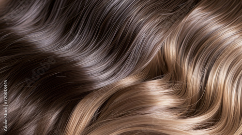 close-up of a flow of brunette to blonde ombre hair with a smooth and silky texture