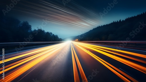 long yellow light speed exposure photo