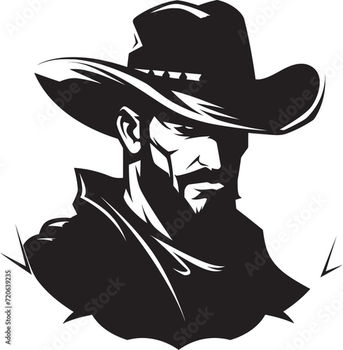 Spur Wearing Sentinel Cowboy with Gun Emblem Sheriff Swagger Vector Cowboy Gun Logo Design