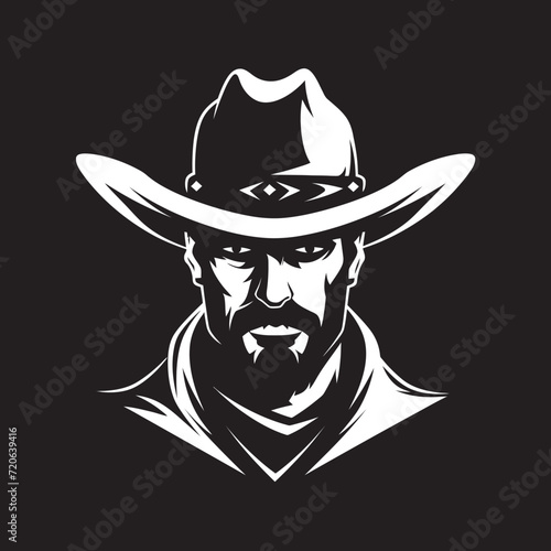 Spur Wearing Sentinel Cowboy Holding a Gun Emblem Sheriff Swagger Vector Cowboy Gun Logo Icon
