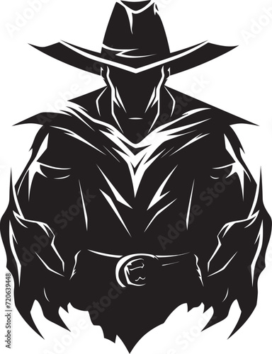 Spur Wearing Sentinel Cowboy Holding a Gun Emblem Sheriff Swagger Cowboy with Gun Vector Logo