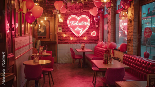 Charming Valentine s Day-themed room decoration with a festive banner and balloons. Ideal for social media sharing