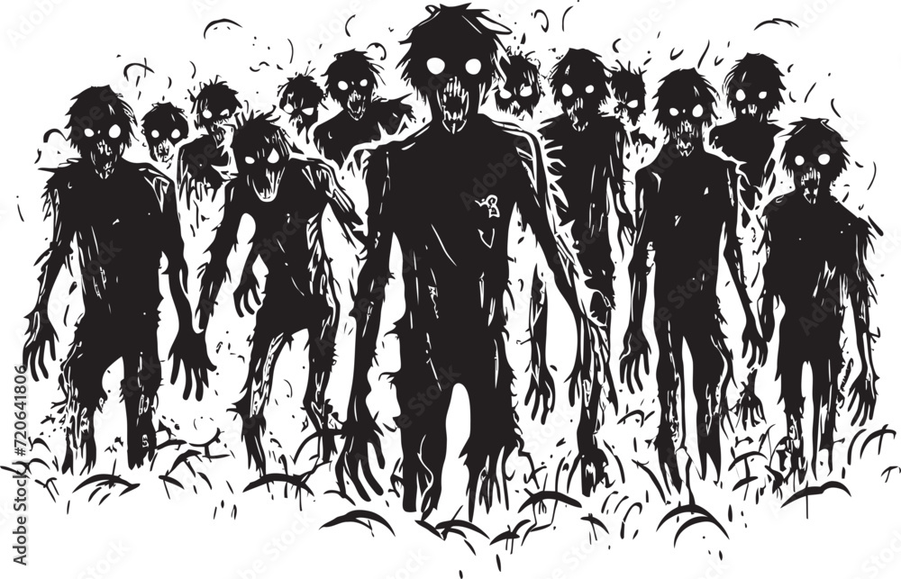Obraz premium Monster Mash Doodles Zombie Group Vector Element Zany Zombie Zest Doodle Zombies Emblem
