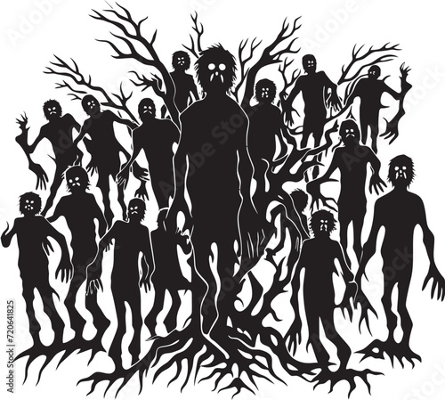 Zombie Zing Doodle Zombies Group Logo Ink Infested Invasion Zombies Group Vector Design