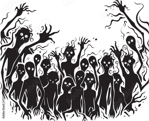 Doodle Dread Zombies Group Emblem The Walking Sketch Doodle Zombies Vector Design