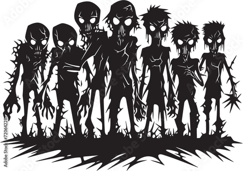 Zombie Swarm Zombies Group Emblem Inky Infestation Vector Icon of Doodle Zombies