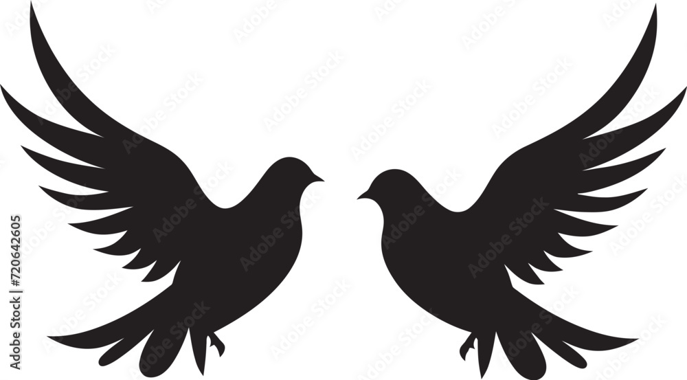 Fototapeta premium Fluttering Affection Vector Icon of a Dove Pair Gentle Companions Dove Pair Design Element