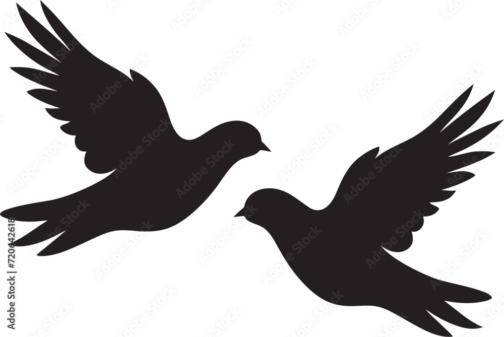 Obraz premium Eternal Harmony Dove Pair Vector Emblem Celestial Lovebirds Vector Icon of a Dove Pair