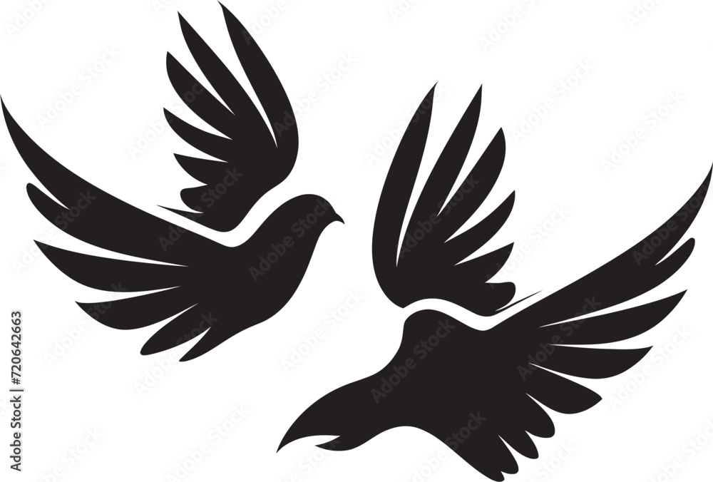 Fototapeta premium Graceful Partners Dove Pair Design Element Peaceful Wings Dove Pair Vector Logo