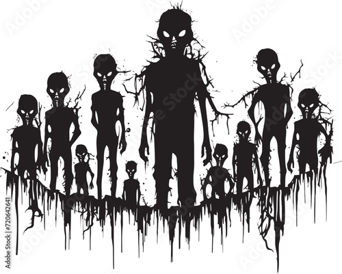 Doodle Apocalypse Doodle Zombies Group Vector Element Rotting Rendezvous Zombies Logo Icon