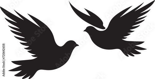 Celestial Lovebirds Vector Icon of a Dove Pair Wings of Unity Dove Pair Logo Design