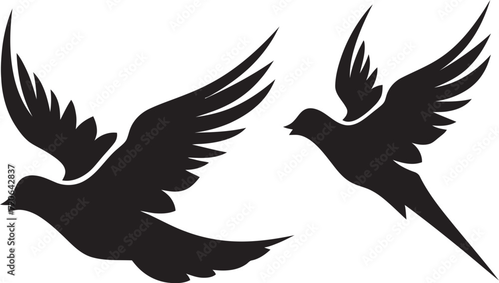 Fototapeta premium Loving Wings Vector Icon of a Dove Pair Eternal Elegance Dove Pair Emblem Design