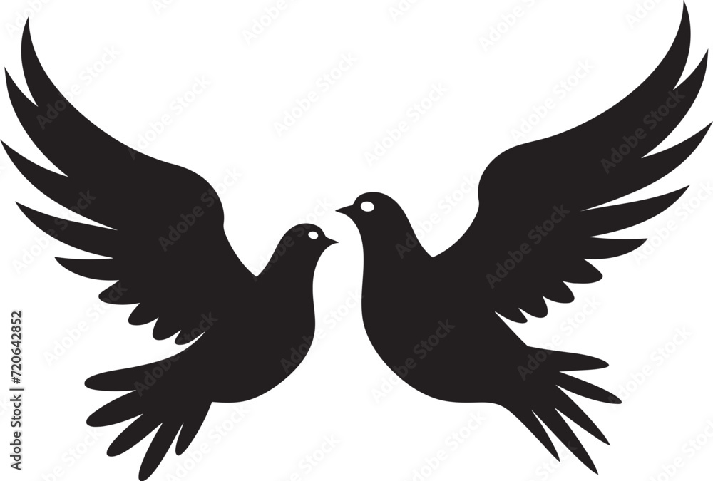 Fototapeta premium Peaceful Partners Dove Pair Design Element Celestial Connection Vector Icon of a Dove Pair