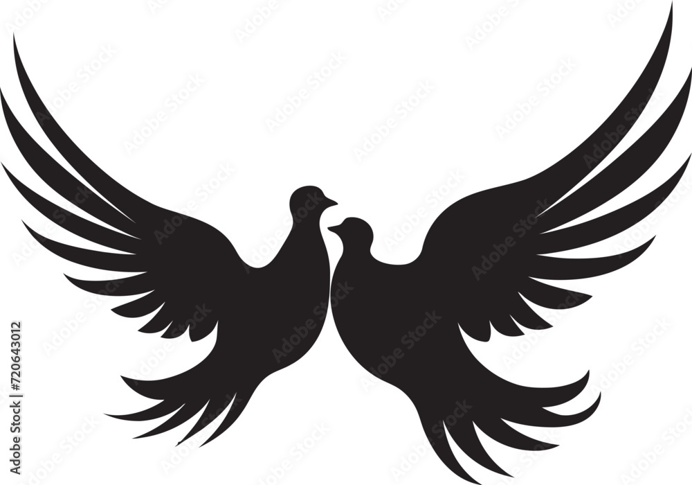 Obraz premium Symbolic Serenity Vector Logo of a Dove Pair Loving Wings Dove Pair Design Element
