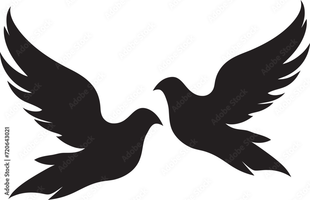 Obraz premium Loving Wings Dove Pair Design Element Eternal Elegance Vector Emblem of a Dove Pair