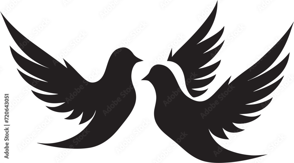 Flight of Love Vector Emblem of a Dove Pair Endless Embrace Dove Pair Design Element