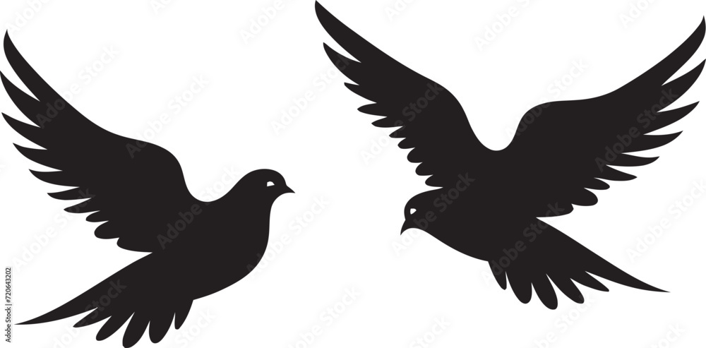 Fototapeta premium Fluttering Affection Dove Pair Emblem Design Soulful Soar Vector Logo of a Dove Pair