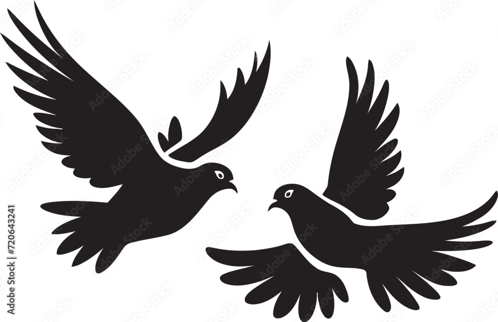 Heavenly Harmony Vector Logo of a Dove Pair Serenade in Flight Dove Pair Design Element