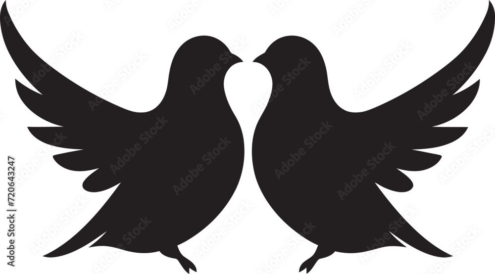 Fototapeta premium Eternal Harmony Dove Pair Vector Emblem Celestial Lovebirds Vector Icon of a Dove Pair