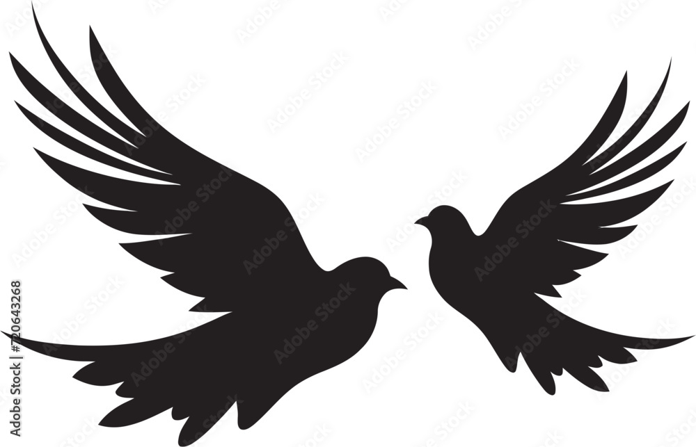 Wings of Unity Dove Pair Logo Design Serenade in Flight Vector Emblem of a Dove Pair