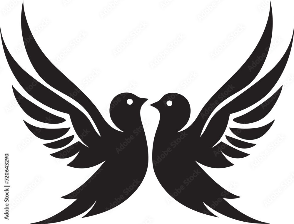 Obraz premium Love in Flight Vector Icon of a Dove Pair Heavenly Embrace Dove Pair Design Element