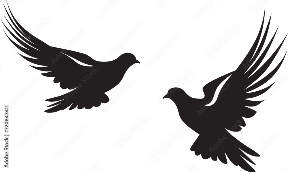 Fototapeta premium Flight of Compassion Vector Icon of a Dove Pair Harmony in Motion Dove Pair Design Element