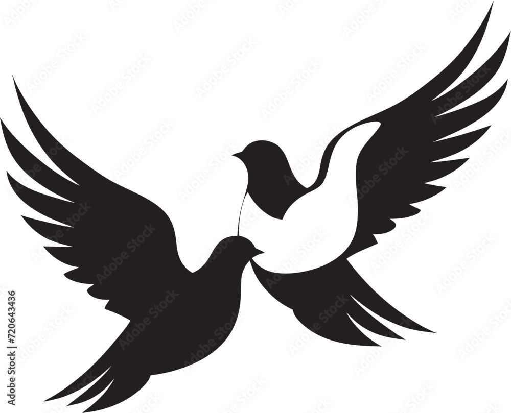 Harmony in Motion Dove Pair Design Element Soulful Soar Vector Emblem of a Dove Pair