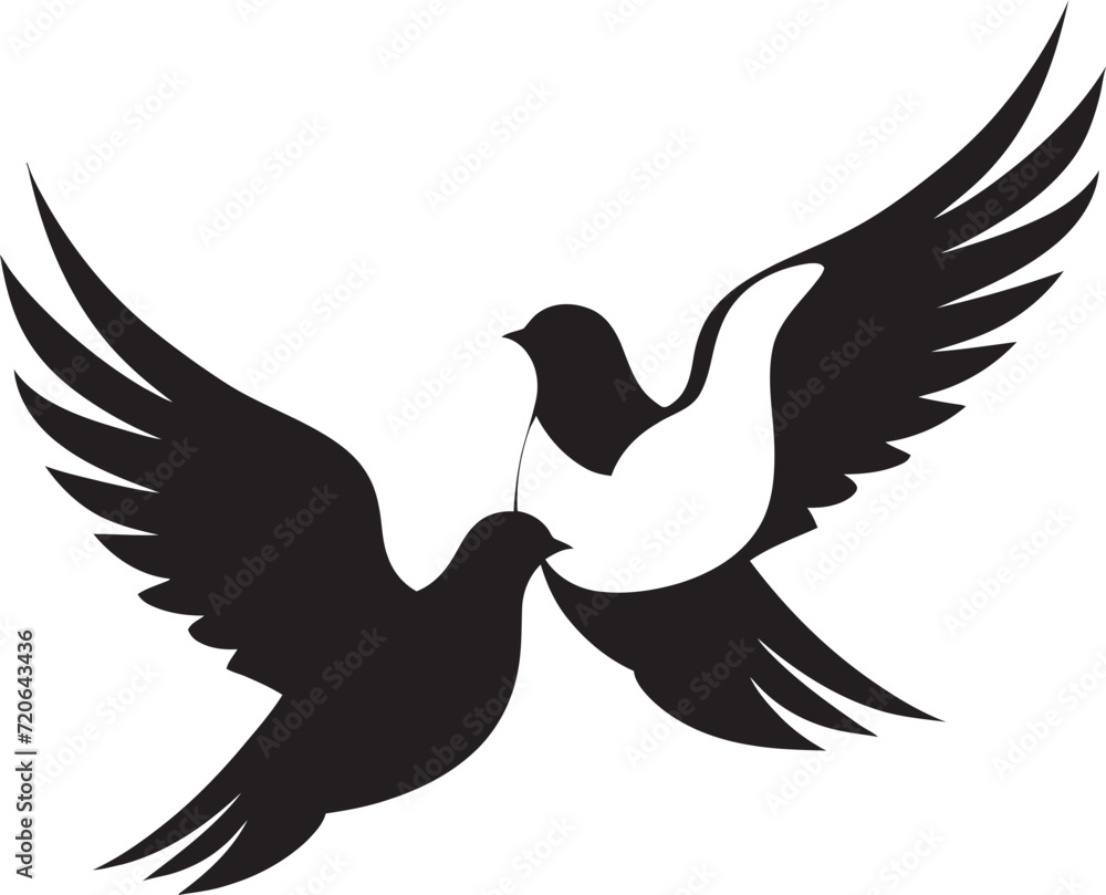 Obraz premium Harmony in Motion Dove Pair Design Element Soulful Soar Vector Emblem of a Dove Pair