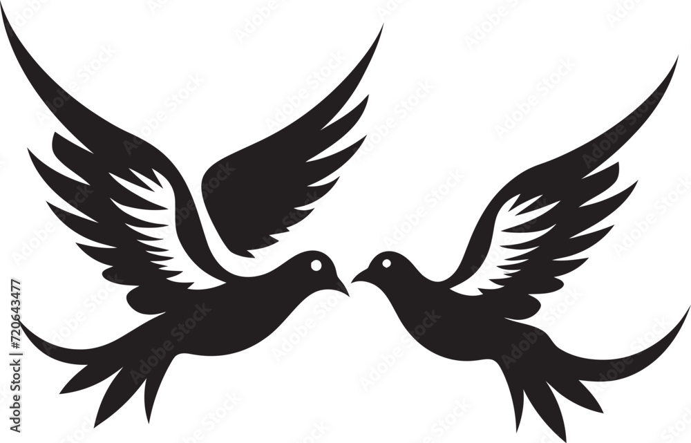 Obraz premium Fluttering Affection Vector Icon of a Dove Pair Gentle Companions Dove Pair Design Element