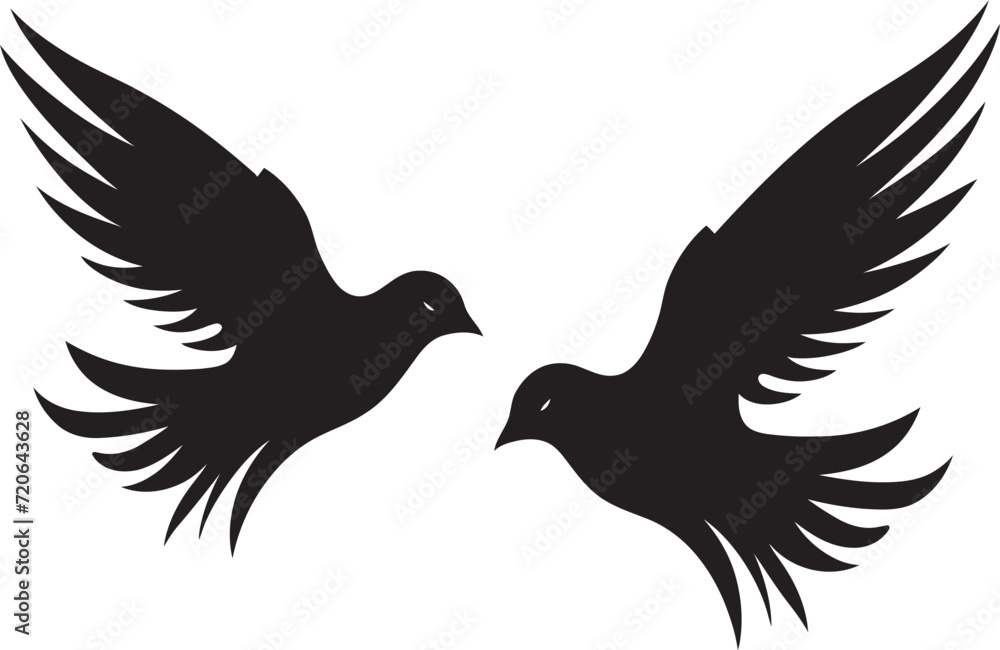 Obraz premium Loves Flight Path Vector Icon of a Dove Pair Infinite Embrace Dove Pair Design Element