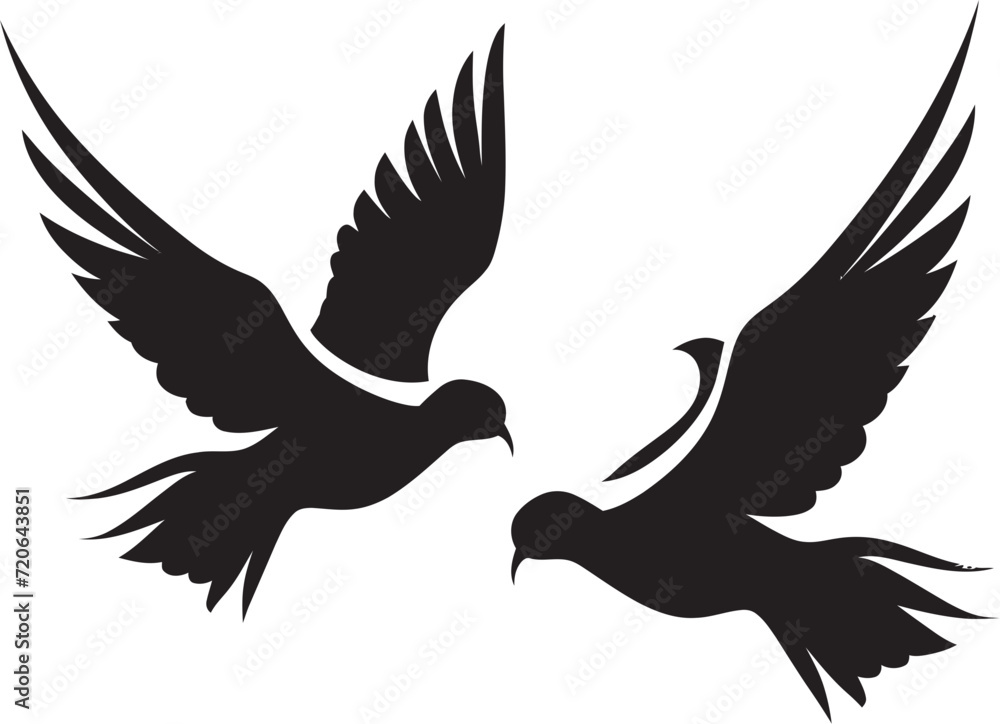 Fototapeta premium Celestial Connection Dove Pair Vector Logo Fluttering Affection Vector Icon of a Dove Pair
