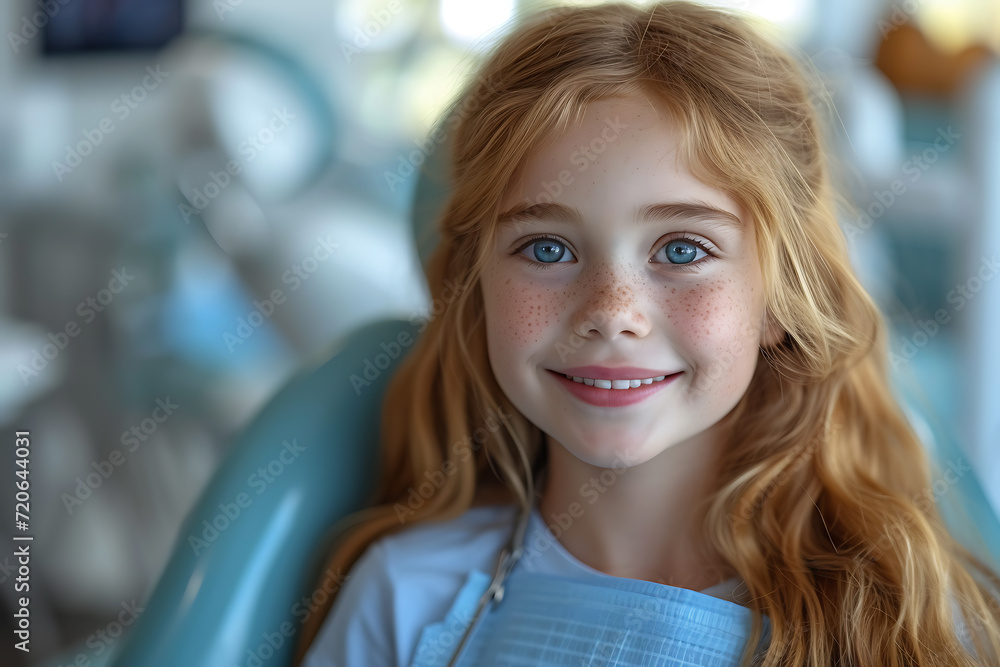 girl at the doctor's appointmen, child sitting in a dental chair,medical concepts girl at the doctor's appointmen, child sitting in a dental chair,medical concepts
