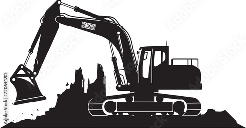 Terrain Tamer Excavator Design Element Icon Ground Grandeur Vector Emblem of Excavator Design