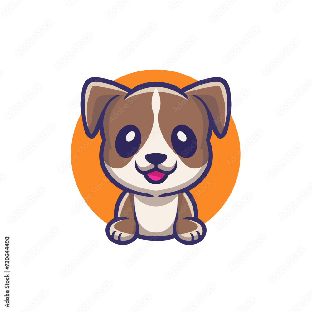 Flat cartoon cute dog mascot logo vector simple Flat cartoon cute dog mascot logo vector simple