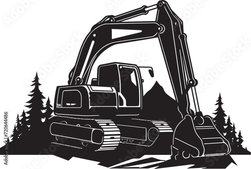 Mega Maestro Vector Icon of Excavator Design Terrain Trailblazer Excavator Vector Logo Icon