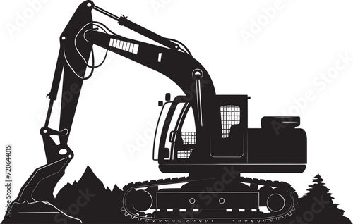 Heavy Duty Digger Excavator Vector Icon Ground Guru Excavator Design Element
