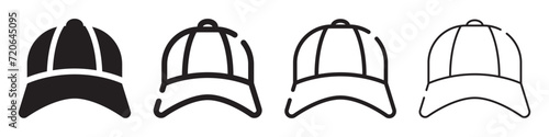 Set of baseball cap icons. Baseball hat symbol, sport cap. Vector.