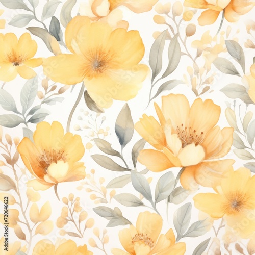 Amber watercolor botanical digital paper floral background in soft basic pastel tones