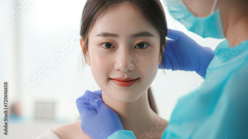 Asian woman preparing for plastic surgery.