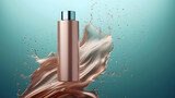 Nourish hair, Cosmetic shampoo serum bottle. Hair damaged Repair concept. Creative 3d banner for hair care cosmetics product.