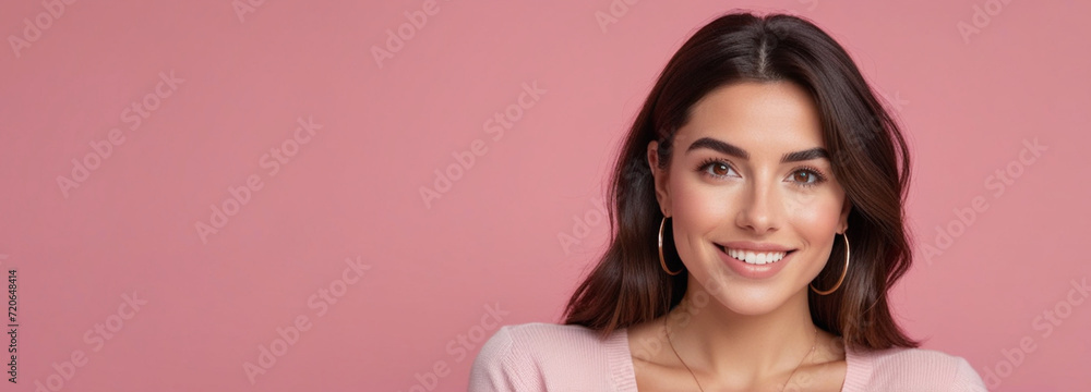 Beautiful good woman nice fashion half body eye contact and space for design Beautiful good woman nice fashion half body eye contact and space for design