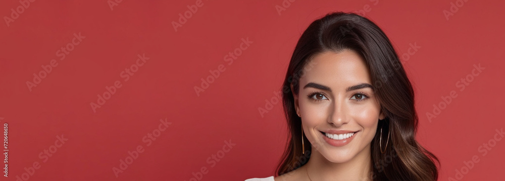 Obraz premium Beautiful good woman nice fashion half body eye contact and space for design