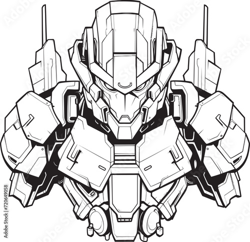 Machine Muse Vector Emblem Design for Cyborg Coloring Robo Renaissance Futuristic Cyborg Line Art Element
