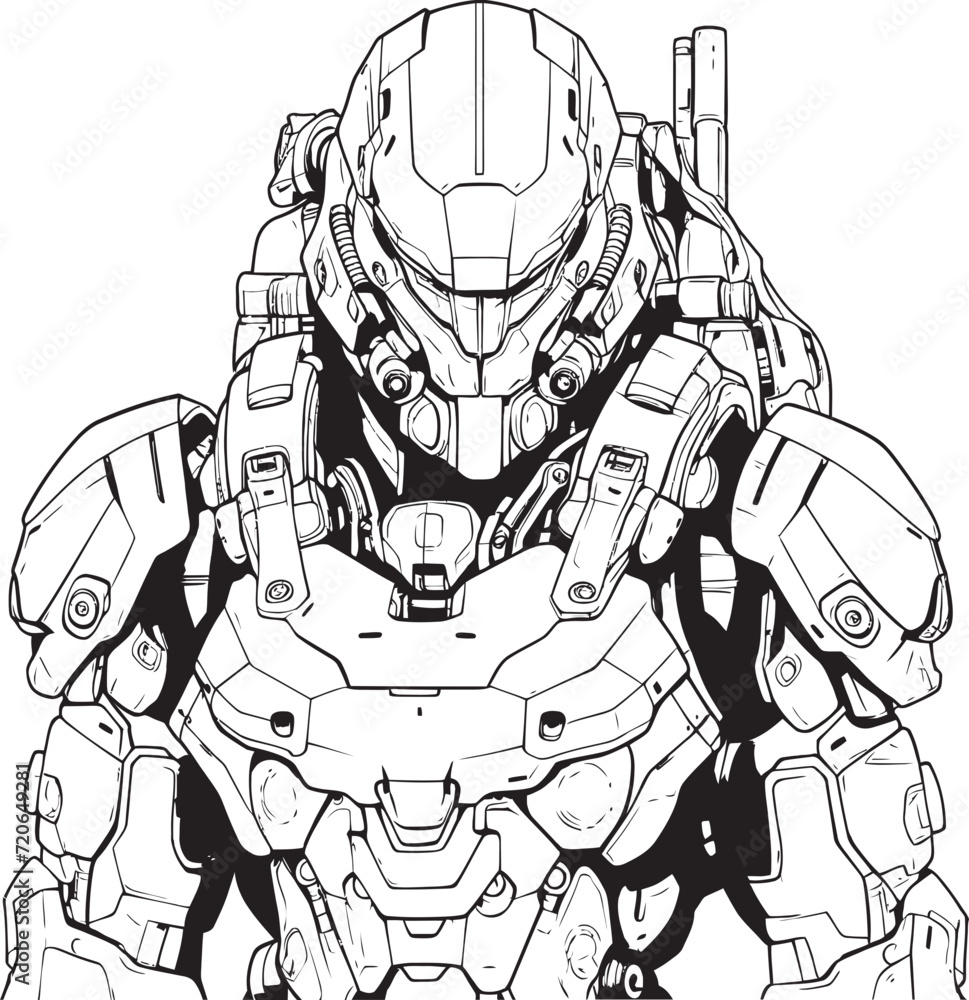 Fototapeta premium Future Flux Coloring Page Element of Syborg Design Metallic Harmony Syborg Line Art Logo Vector