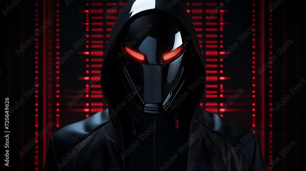 Portrait of anonymous robotic hacker