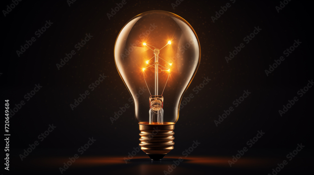 a glowing light bulb in front of a black background a glowing light bulb in front of a black background