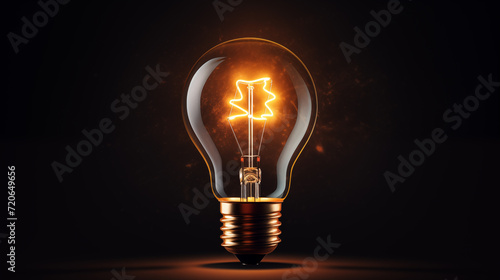 a glowing light bulb in front of a black background